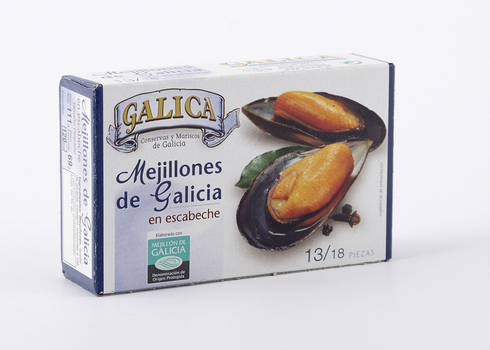 mejillones en escabeche DOP de Galicia 13-18 piezas